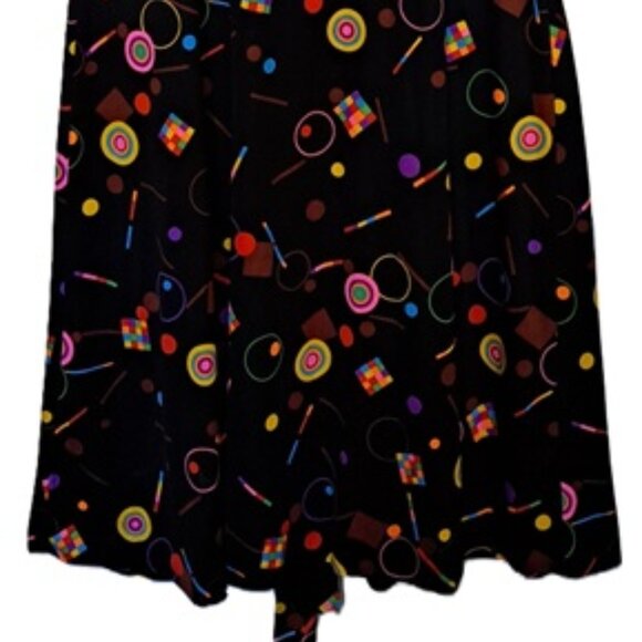 Vtg 70s Black Pink Geometric Halter Maxi Dress 2 - Picture 3 of 9